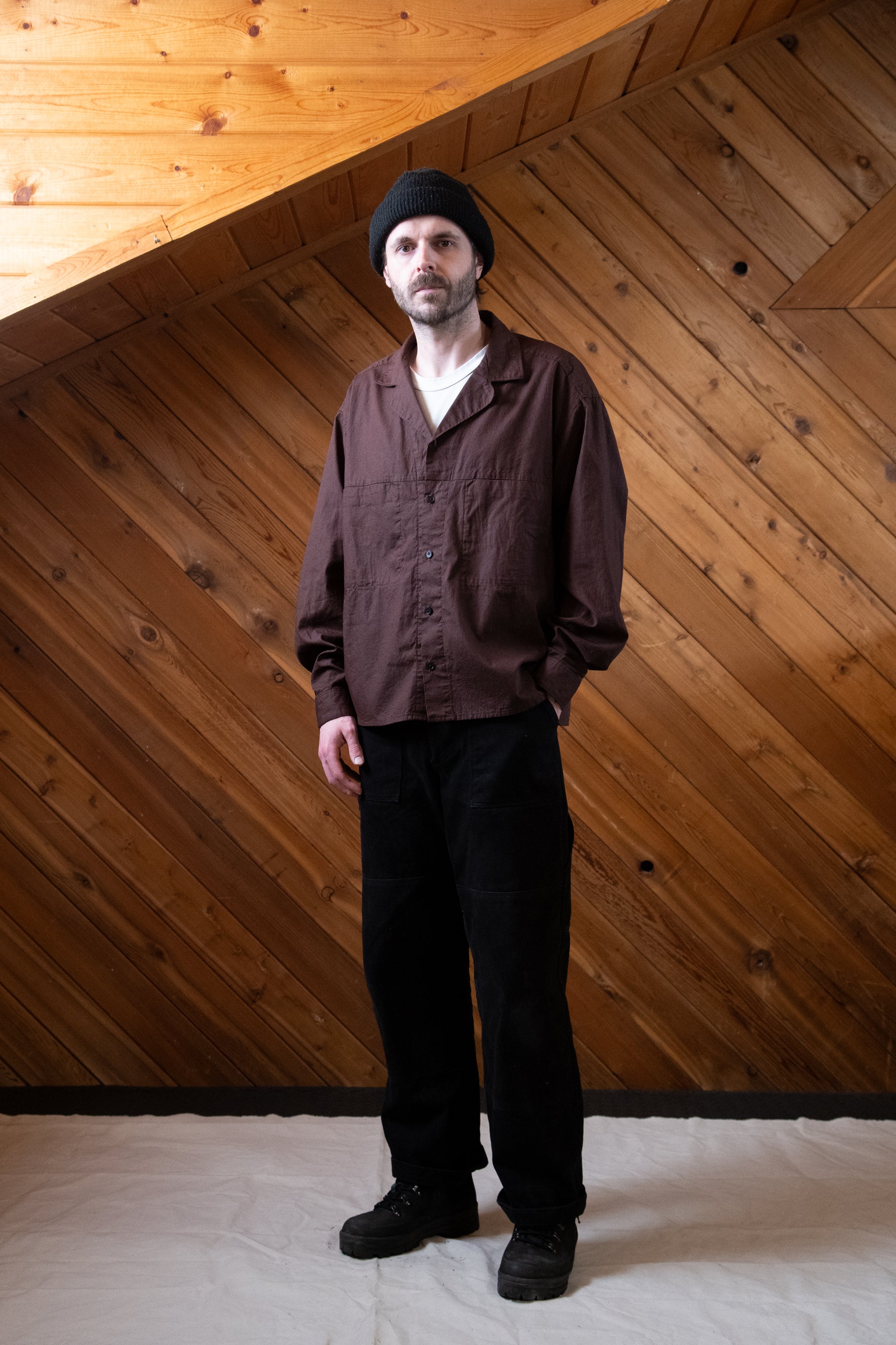 【deres】Bridget 半袖ブラウスchocolate Seem Shirt - Chocolate – Drozdowski Studio